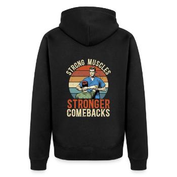 Physical Therapist Strong Muscles Physiotherapist - Unisex Premium Organic Zip Hoodie - black - Back - Nico (187cm)