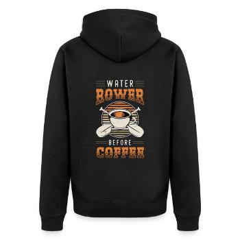 Water Rower Before Coffee Paddling Coffee Lover - Unisex Premium Organic Zip Hoodie - black - Back - Nico (187cm)