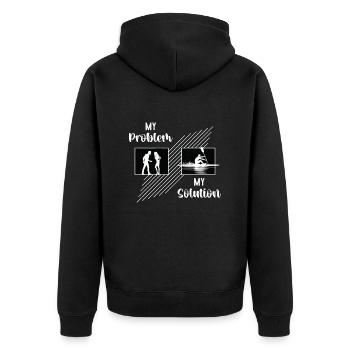 Water Rowing My Problem My Pictogram Mom Paddling - Unisex Premium Bio Zip Hoodie - Schwarz - Hinten - Nico (187cm)