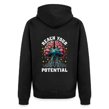 Neurosurgeon Reach Your Potential Neuroscientist - Unisex Premium Bio Zip Hoodie - Schwarz - Hinten - Nico (187cm)