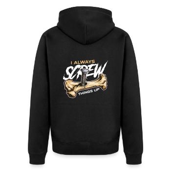 Orthopedic Surgeon I Always Screw Physical Therapy - Unisex Premium Bio Zip Hoodie - Schwarz - Hinten - Nico (187cm)