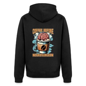 Neurosurgeon Coffee Brain Surgeon Coffee Lover - Unisex Premium Bio Zip Hoodie - Schwarz - Hinten - Nico (187cm)
