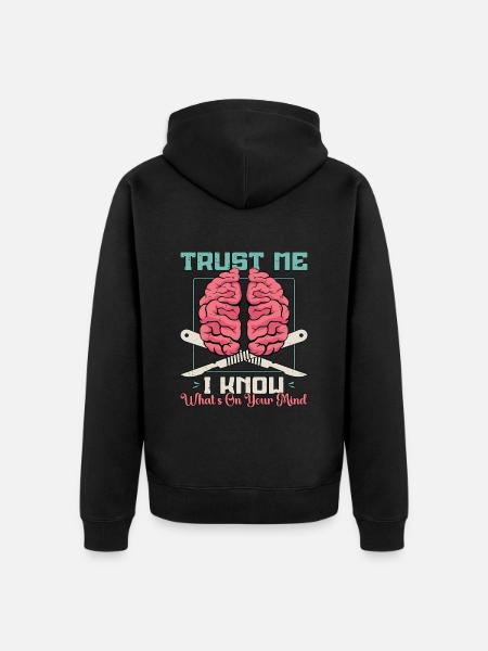 Neurochirurg Zaufaj mi, wiem, co to jest lekarz mózgu - Ekologiczna rozpinana bluza z kapturem Premium unisex - czarny