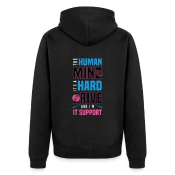 Neurosurgeon The Human Mind It's Neuroscience - Unisex Premium Bio Zip Hoodie - Schwarz - Hinten - Nico (187cm)