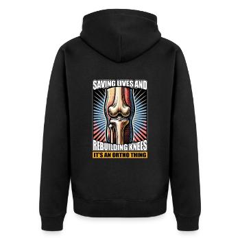 Orthopedic Surgeon Saving Lives And Orthopedist - Unisex Premium Bio Zip Hoodie - Schwarz - Hinten - Nico (187cm)