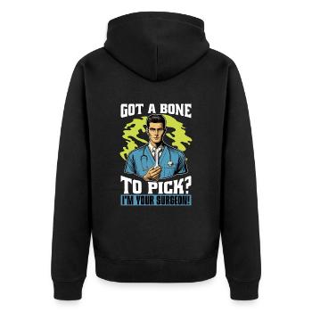 Orthopedic Surgeon Got A Bone To Pick Orthopedist - Unisex Premium Bio Zip Hoodie - Schwarz - Hinten - Nico (187cm)