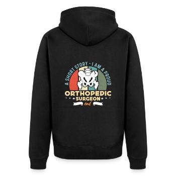 Orthopedic Surgeon A Short Story I Am Orthopedist - Unisex Premium Bio Zip Hoodie - Schwarz - Hinten - Nico (187cm)