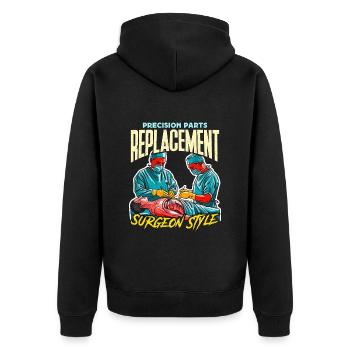 Transplant Surgery Precision Parts Health Worker - Unisex Premium Organic Zip Hoodie - black - Back - Nico (187cm)