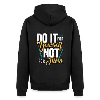 Plastic Surgery Do It For Yourself Esthetician - Unisex Premium Bio Zip Hoodie - Schwarz - Hinten - Nico (187cm)
