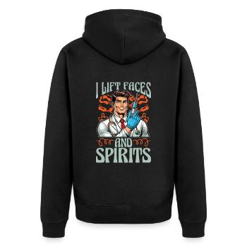 Plastic Surgery I Lift Faces Cosmetic Surgeon - Unisex Premium Organic Zip Hoodie - black - Back - Nico (187cm)