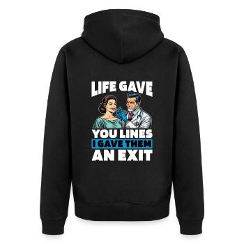 Plastic Surgery Life Gave You Lines Cosmetic Nurse - Unisex Premium Organic Zip Hoodie - black - Back - Nico (187cm)