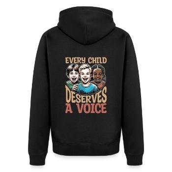 Speech Therapy Every Child Deserves A Pathologist - Unisex Premium Bio Zip Hoodie - Schwarz - Hinten - Nico (187cm)