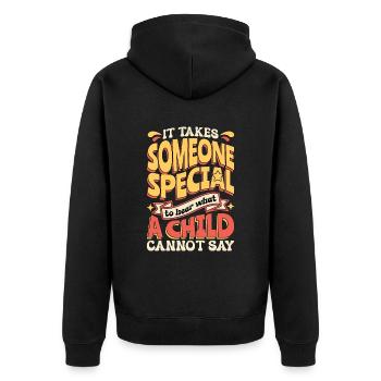Speech Therapy It Takes Someone Special Therapist - Unisex Premium Bio Zip Hoodie - Schwarz - Hinten - Nico (187cm)