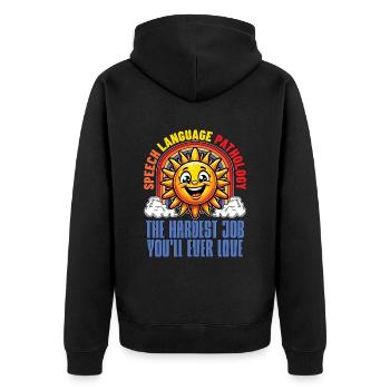 Speech Therapy Speech Language Physiotherapist - Unisex Premium Bio Zip Hoodie - Schwarz - Hinten - Nico (187cm)