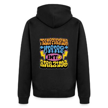 Speech Therapy Transforming um Physiotherapist - Unisex Premium Organic Zip Hoodie - black - Back - Nico (187cm)