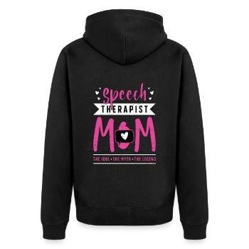 Speech Therapist Mom The Idol Speech Pathologist - Unisex Premium Bio Zip Hoodie - Schwarz - Hinten - Nico (187cm)
