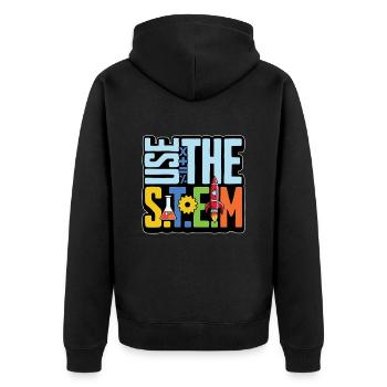 STEM Teacher Use The STEM Loves Computer Science - Unisex Premium Bio Zip Hoodie - Schwarz - Hinten - Nico (187cm)