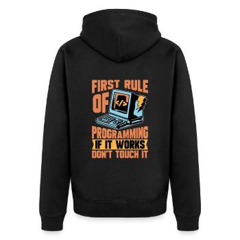 Coder First Rule Of Programming If Web Developer - Unisex Premium Organic Zip Hoodie - black - Back - Nico (187cm)