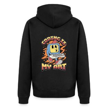 Coder Coding Is My Art Software Engineering Coders - Unisex Premium Organic Zip Hoodie - black - Back - Nico (187cm)