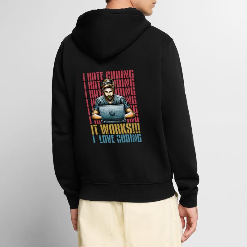 Codeur Je déteste coder Développeur Technologie Codeurs Veste à capuche bio Premium Unisexe