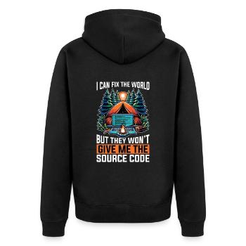 Coder I Can Fix The World Web Developer Coders - Unisex Premium Organic Zip Hoodie - black - Back - Nico (187cm)