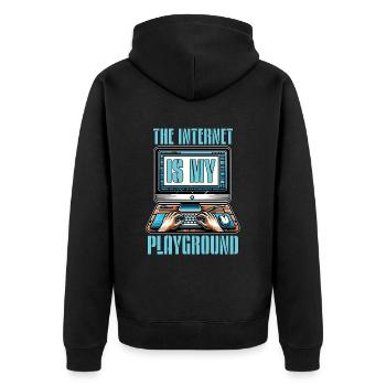 Coder The Internet Is My Playground Web Developer - Unisex Premium Bio Zip Hoodie - Schwarz - Hinten - Nico (187cm)