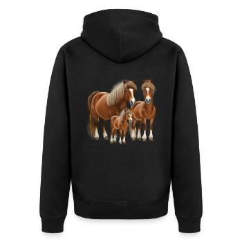 Shetland Pony Familie Famille Shetty - Veste à capuche bio Premium Unisexe - noir - Dos - Nico (187cm)