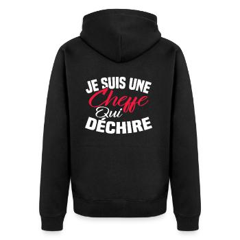 Je suis un cheffe qui déchire - Veste à capuche bio Premium Unisexe - noir - Dos - Nico (187cm)