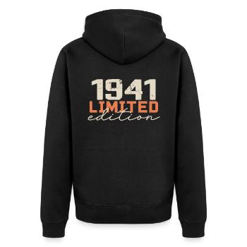 Né en 1941 | Vintage 1941 Anniversaire Rétro - Veste à capuche bio Premium Unisexe - noir - Dos - Nico (187cm)