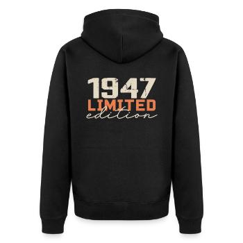 Né en 1947 | Vintage 1947 Anniversaire Rétro - Veste à capuche bio Premium Unisexe - noir - Dos - Nico (187cm)