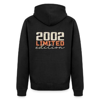 Né en 2002 | Vintage 2002 Anniversaire Rétro - Veste à capuche bio Premium Unisexe - noir - Dos - Nico (187cm)