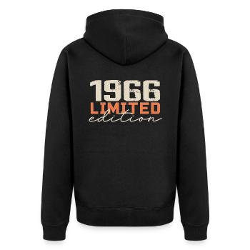 Born in 1966 | Vintage 1966 Retro Anniversary - Unisex Premium Organic Zip Hoodie - black - Back - Nico (187cm)
