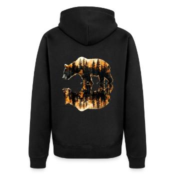 Tierwelt, Bäume, Im Freien, Natur, Retro, Wald - Unisex Premium Bio Zip Hoodie - Schwarz - Hinten - Nico (187cm)