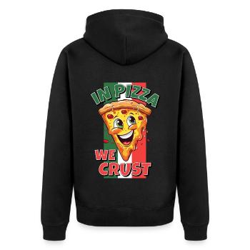 In Pizza We Crust Pizza Slice Face Laughs Funny - Unisex Premium Organic Zip Hoodie - black - Back - Nico (187cm)