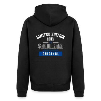 Limited Edition 100% - Schulleiter - Original - Unisex Premium Bio Zip Hoodie - Schwarz - Hinten - Nico (187cm)