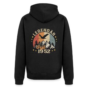 Legendär seit 1952 Jahrgang Vintage Geburtstag - Unisex Premium Bio Zip Hoodie - Schwarz - Hinten - Nico (187cm)