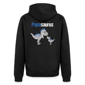 Papasaurus Dinosaurier für Papa Vatertag Geschenk - Unisex Premium Bio Zip Hoodie - Schwarz - Hinten - Nico (187cm)