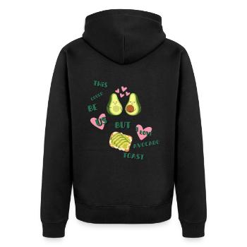 Avokado shirt Valentinstag T shirt für Partner - Unisex Premium Bio Zip Hoodie - Schwarz - Hinten - Nico (187cm)