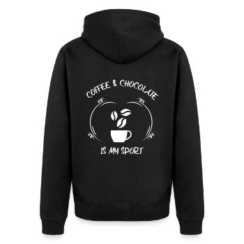 Kaffee Espresso Käffchen & Schokolade - Unisex Premium Bio Zip Hoodie - Schwarz - Hinten - Nico (187cm)
