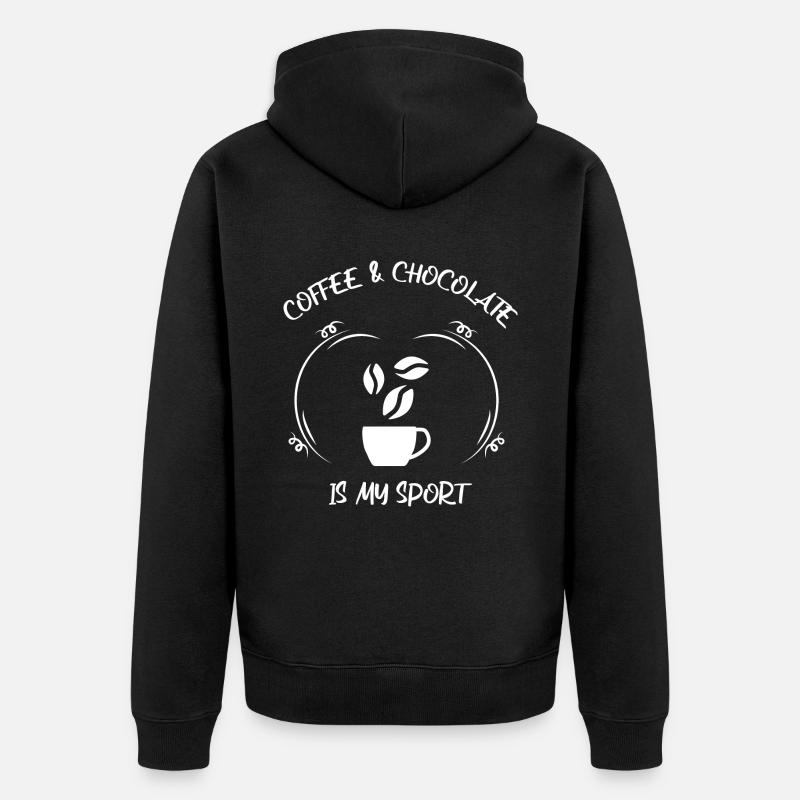 Kaffee Espresso Käffchen & Schokolade - Unisex Premium Bio Zip Hoodie - Schwarz