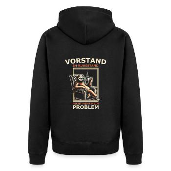 Vorstand im Ruhestand nicht mehr mein Problem - Unisex Premium Bio Zip Hoodie - Schwarz - Hinten - Nico (187cm)