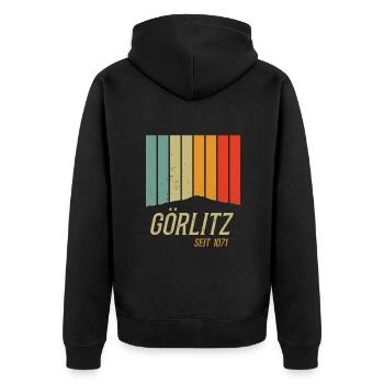 Stadt Görlitz seit 1071 - Unisex Premium Bio Zip Hoodie - Schwarz - Hinten - Nico (187cm)