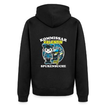 Kommissar Valentin Spurensuche - Unisex Premium Bio Zip Hoodie - Schwarz - Hinten - Nico (187cm)