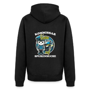 Kommissar Kevin Spurensuche - Unisex Premium Bio Zip Hoodie - Schwarz - Hinten - Nico (187cm)