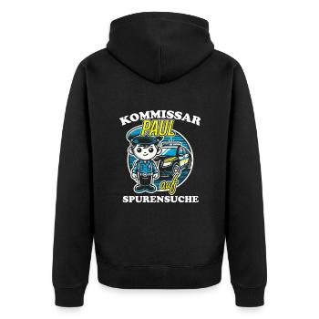 Kommissar Paul Spurensuche - Unisex Premium Bio Zip Hoodie - Schwarz - Hinten - Nico (187cm)
