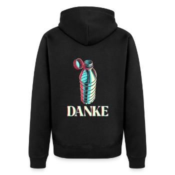 Flasche mit festen Deckel Danke - Unisex Premium Bio Zip Hoodie - Schwarz - Hinten - Nico (187cm)
