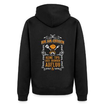 Grillmeister Grillen Grill Spruch Sprüche Geschenk - Unisex Premium Bio Zip Hoodie - Schwarz - Hinten - Nico (187cm)