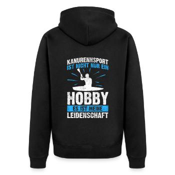 Kanurennsport Sport Sportart Kanusport Kanu - Unisex Premium Bio Zip Hoodie - Schwarz - Hinten - Nico (187cm)
