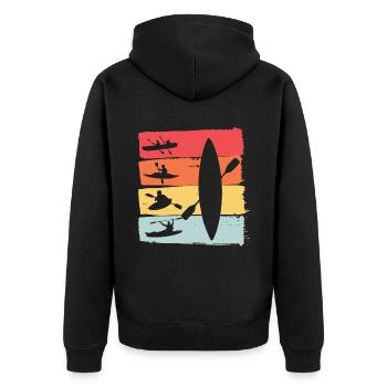 Kanurennsport Kanu Retro Geschenk - Unisex Premium Bio Zip Hoodie - Schwarz - Hinten - Nico (187cm)