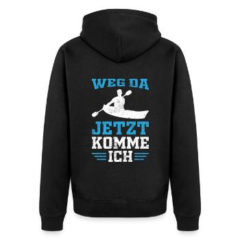 Kanurennsport Sport Kanu Kanusport - Unisex Premium Bio Zip Hoodie - Schwarz - Hinten - Nico (187cm)